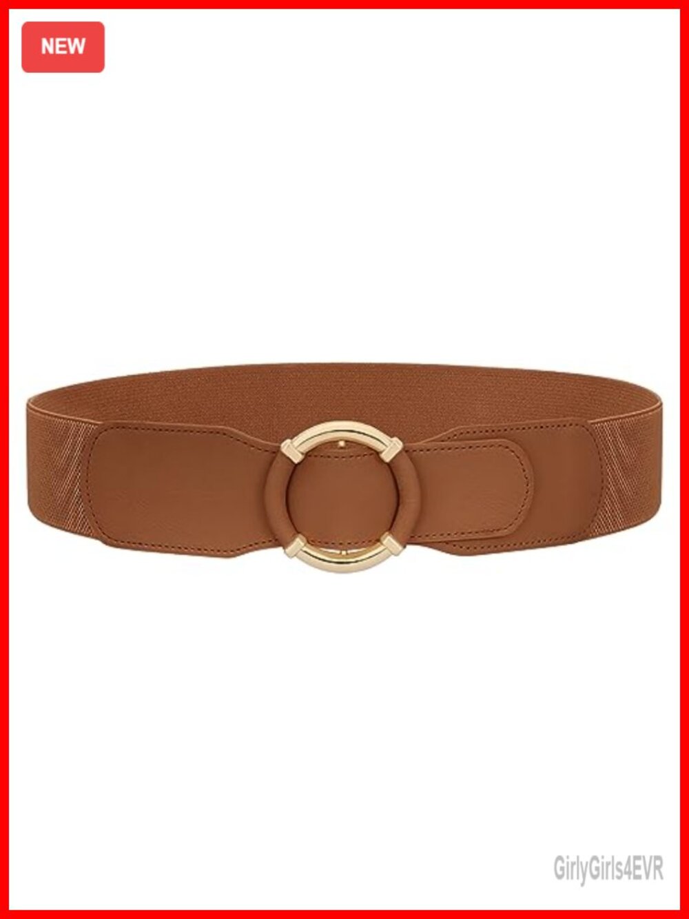 Vintage Stretchy Elastic Wide Waist Belt with Circle Buckle for Dresses